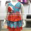 2016 Summer design girls popular floral style mustard pie rose garden red and blue flower girls clothes