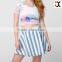 2015 summer fashion young girls wearing striped denim circle skirts (JXC00206)