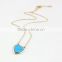 Wholesale Simple Pendant Necklaces Accessory Four Color Turquoise Heart Shape Nature Stone Pendant Chain Necklaces For Women