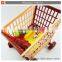 Plastic supermarket shopping car toys play set with food