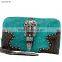WESTERN TOP ZIP CLOSURE RHINESTONE BUCKLE WALLETS