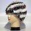 Top quality fur cable knitted hat genuine fur hats for women