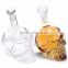 Haonai wholesale 750ml 1000ml glass vodka whisky wine skull bottles with stopper