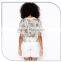 2015 OEM service Printed pattern summer short sleeve lady chiffon top