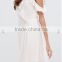 fahion style plain v-neck cold shoulder cami straps frill detailing maxi dress ladies latest chiffon dress