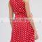 latest clothing OEM Cut-out side detail Tied front White Polka Dot Dress