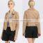 OEM/ODM clothing manufacturer high quality khaki short style women casual suede jacket with turn collar