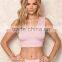 MGOO 2017 New Style Blush Lounge Basic Crop Tops Sleeveless Running Sets Tracksuits Jersey 95% Cotton 5% Spandex