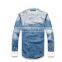2016 New arrival England style Splicing men denim casual shirt