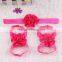 9 Pairs Baby Toddler Girl Flower Headbands & Barefoot Sock Sandal Shoes