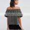 2016 New Latest Ladies Casual Blue Ruffles Blouses and Tops