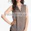 Sleeveless Dot Print Blouse with High Low Hem