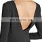 latest gown designs sexy v back long sleeve evening gown chain embellished georgette silk gown evening dress