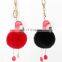 Popular artificial fur pompon flamingo keychain much color fluffy flamingo bag hang gift