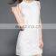 OEM Service Cheap High Collar Pleated Embellishment Plain Design Women Mini Summer Dress