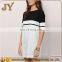 2016 Fashionable O Neck Back zipper Midi Dress Black and White Shortsleeve Women Dresses