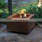 corten steel outdoor antique square large gas fire pit