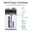 High Performance 9V 650mAh USB charging 9 volt battery for Electronic Instrument