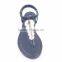 Zhejiang product latest design good quality lady fashion paillette elastic flat sandals