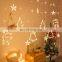 Wholesale Waterfall Colorful star Jingle Bell Reindeer LED Window String Light Merry Christmas Trees Curtain Light