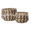 Hot Sale 2 Piece Tiger Water Hyacinth Planter Set Plant Holder Basket Handwoven Natural Basket Cheap Wholesale