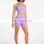 New In Stock High Waist Cross Waistband Shorts Match Bra Two Piece Yoga Sets Tummy Control Sports Shorts Set Suit Women Gym Wear