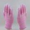 pink and white polyester knitted pu palm coated anti-static safety work gloves