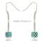 sterling silver ladies crystal earring with murano lampwork glass bead
