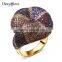 New Colorful Cubic Zirconia Pave Setting CZ Party Jewelry Trend Gold Thick Snake Ring