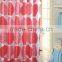 2016 new design high quality waterproof polyester red bubble printed shoer curtain for hotel family