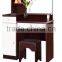 dressing table white+walnut color with square mirror MDF material