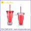 BPA free Acrylic double wall 16 oz tumblers with straw and LED light FDA standard PVC or paper insert mugs
