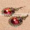 Punk Antique Skull head big Ruby / Sapphire / Emerald/Friar Crystal earrings