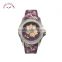 Japan quartz movt stainless steel watch with pattern silicon strap cheap lady watch