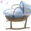 Baby euro natural moses maize basket wicker basket set cotton fabric with metal stand