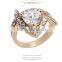 Classic Geometric Ring Double Exquisite Yellow 18k Gold Plating Austrian Crystal Zircon Heart Rings