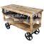 INDIAN MANGO WOOD KITCHEN TROLLY WITH IRON DRAWER
