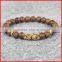 KJL-0116 New Arrival Natural Wood Gold And Silver Plated Double Skull Head Bracelet, 100% Wood Buddhist Bracelet,Meditation Jewe