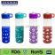 colorful bororsilicate glass water bottle with heat-resistant rubber silicone sleeve