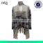 Ladies elegant multi color knitted cardigan with fringes