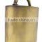 Cow bell in silver plated with leather strap attached