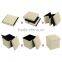 Beige Cube Faux Leather Folding Storage Ottoman, Foot Rest Stool Footrest