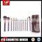 12pcs fashion brown bag make up and brushes