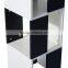 3-Tier Rotating Bookshelf Black and White MDF wood bookcase wooden cube organizer