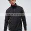 Custom Long Sleeve Zip Crew Neck Without Hood Black Men's 100% Polyester Casual Comfort Fit Breathable Fleece Sweatshirt