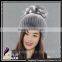 CX-C-245C Custom Cute Pom Pom Rex Rabbit Fur Beanie Hat And Cap Fur Hats