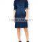 Acid washed women long sleeve formal work dress, girls casual denim dress fashion dress
