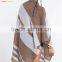 Cashmere Wool Knitted Poncho Shawls with Buttons Stripe Color Block Shawl