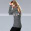 Newest design OEM wholesale gray women vertical stripes blouse 2017