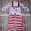 New arrival Yawoo wholesale girls boutique outfits christmas style party wear boutique outfits 2pcs t-shirt match pants clothes